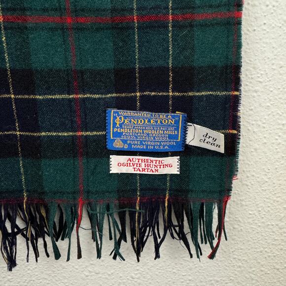 VTG Pendleton Wool Ogilvie Hunting Tartan Plaid Scarf - Picture 4 of 4